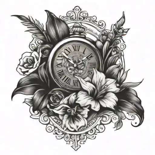 pocketwatch, Harley davidson, gladioluses and poppies, united states army national guard  tattoo design idea