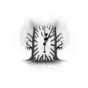 we're only killing time until time kills us, tree, hourglass, people, tree, death, forlorn, decay tattoo design idea