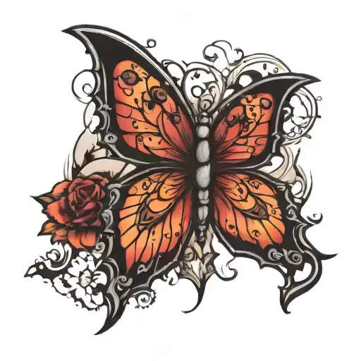 gothic butterfly   tattoo design idea
