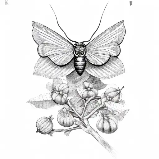 moth on a fig branch  tattoo design idea