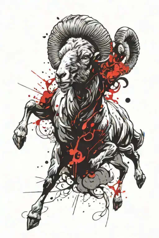 Furious ram emerging from the sea of fire.  tattoo design idea