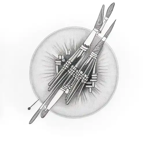 Black-grey tattoo of drumsticks hitting a snare drum tattoo design idea