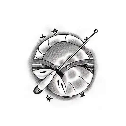 Black-grey tattoo of drumsticks hitting a snare drum tattoo design idea