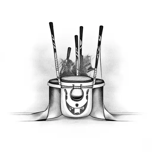 Black-grey tattoo of drumsticks hitting a snare drum tattoo design idea