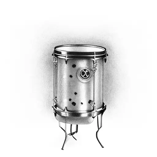 Incorporate a detailed snare drum with drumsticks in a dynamic composition tattoo design idea