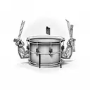 Incorporate a detailed snare drum with drumsticks in a dynamic composition tattoo design idea