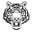 a tiger with his mouth open tattoo design idea