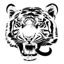 a tiger with his mouth open tattoo design idea