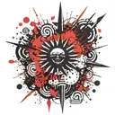 Evil Sun rays tattoo design idea