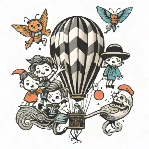 Balloon with Alex, jane, Jack, Thomas and George  tattoo design idea