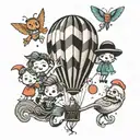 Balloon with Alex, jane, Jack, Thomas and George  tattoo design idea