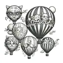 Balloon with Alex, jane, Jack, Thomas and George  tattoo design idea