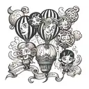 Balloon with Alex, jane, Jack, Thomas and George  tattoo design idea