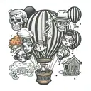 Balloon with Alex, jane, Jack, Thomas and George  tattoo design idea