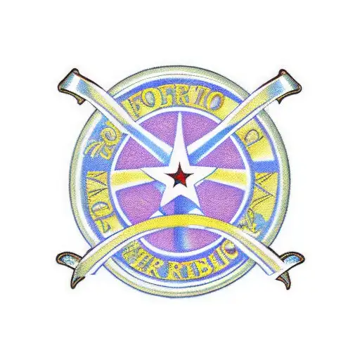 staffordshire knot with two stars inside one loop and RF french republic logo in other loop tattoo design idea
