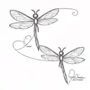 in omnia paratus cursive with fine line dragonfly  tattoo design idea
