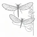 in omnia paratus cursive with fine line dragonfly  tattoo design idea