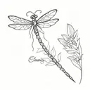 in omnia paratus cursive with fine line dragonfly  tattoo design idea