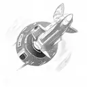 A spaceship flying through a black hole tattoo design idea