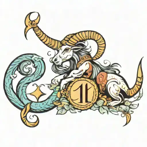 111 with capricorn zodiac sign tattoo design idea