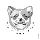 Chihuahua paw print with a celestial background tattoo design idea