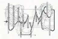 ECG with letter p and m   tattoo design idea