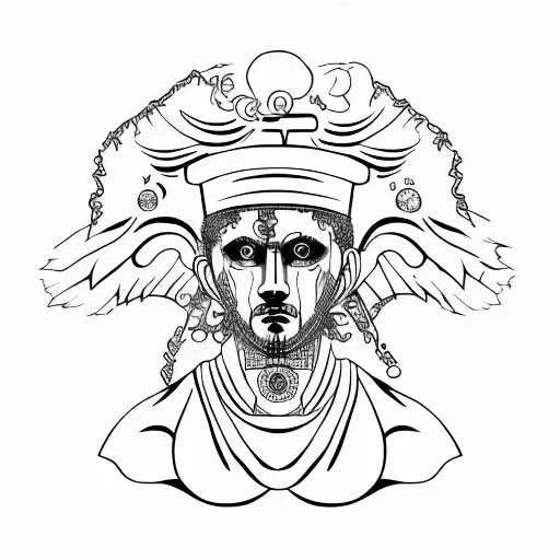 A melancholic portrait of a ghostly figure in ancient Roman attire tattoo design idea