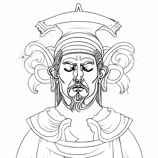 A melancholic portrait of a ghostly figure in ancient Roman attire tattoo design idea