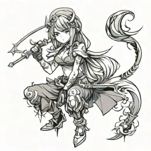 animestyle advanced stick figure  tattoo design idea