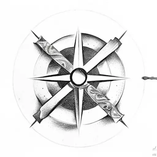 Zues god, compass, greek art, greek buildings tattoo design idea