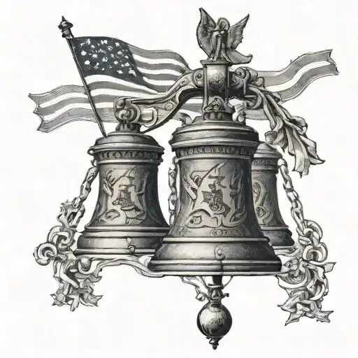 A detailed blackwork tattoo of the Constitution intertwined with the Liberty Bell, symbolizing patriotism and freedom tattoo design idea