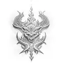 A blackwork tattoo showcasing a mysterious ancient artifact with intricate details tattoo design idea