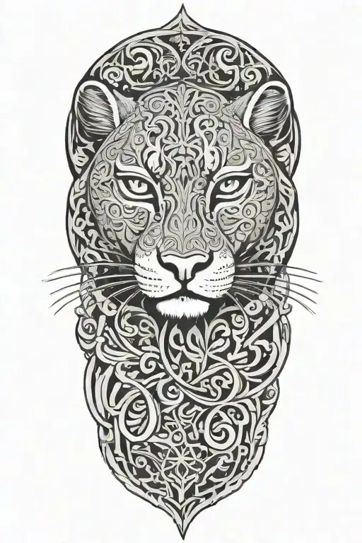 Ayahuasca inspired design featuring vines surrounding a puma  tattoo design idea