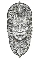 Ayahuasca inspired design featuring vines surrounding a portrait of grandmother aya portrait, the moon and third eye tattoo design idea