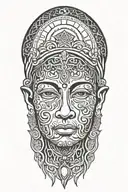 Ayahuasca inspired design featuring vines surrounding a portrait of grandmother aya portrait, the moon and third eye tattoo design idea