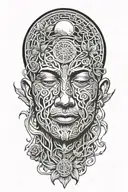 Ayahuasca inspired design featuring vines surrounding a portrait, the moon  tattoo design idea