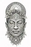 Ayahuasca inspired design featuring vines surrounding a portrait, the moon  tattoo design idea