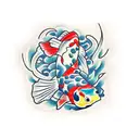 pez koi y rososa tattoo design idea