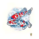 pez koi y rososa tattoo design idea