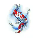pez koi y rososa tattoo design idea