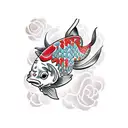pez koi y rososa tattoo design idea
