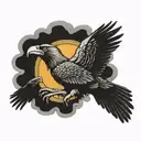 andean condor flying, in the middle of a sun tattoo design idea