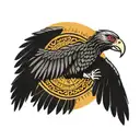 andean condor flying, in the middle of a sun tattoo design idea