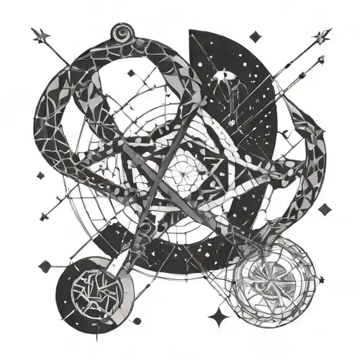 Sagittarius and Scorpio constellation intertwined tattoo design idea