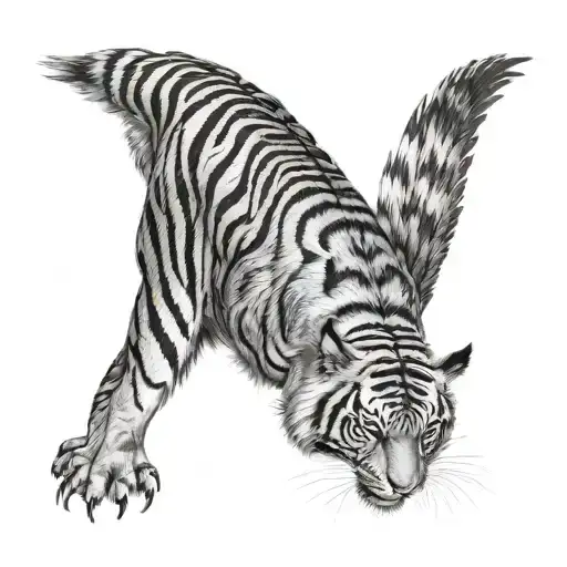 the hawk on the far right so the wing could wrap around the nipple and then the tiger on the upper-left side which will  tattoo design idea
