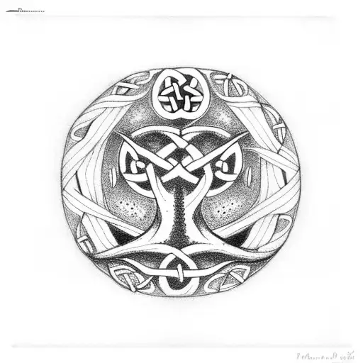 Tree of Life with celtic cross tattoo design idea