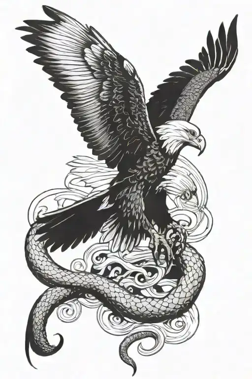 eagle catching snake tattoo design idea
