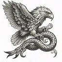 fierce eagle catching snake tattoo design idea