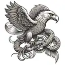 fierce eagle catching snake tattoo design idea