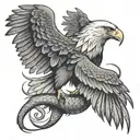 fierce eagle catching snake tattoo design idea